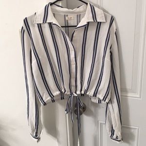 John Galt Cropped Striped Shirt